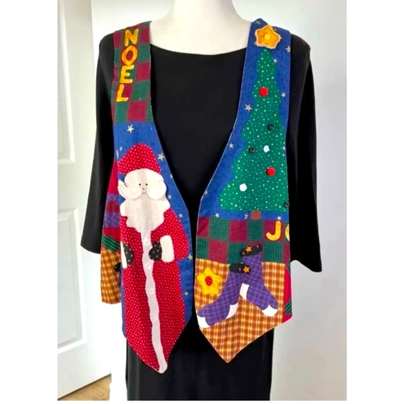 - 🎁Unisex OS vest-reversible-traditional x-mas theme by a 🇨🇦artisan-vintage - Picture 16 of 16